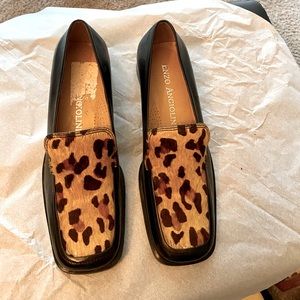 Enzo Angiolini Leopard real fur top loafers